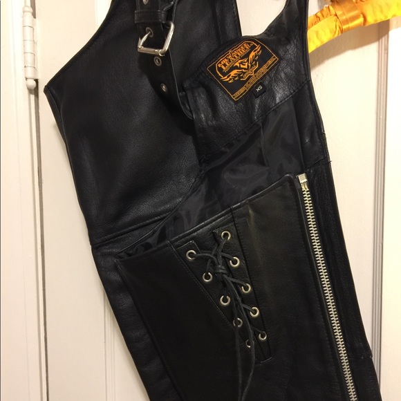 Leather Motorcycle Chaps - Picture 2 of 14